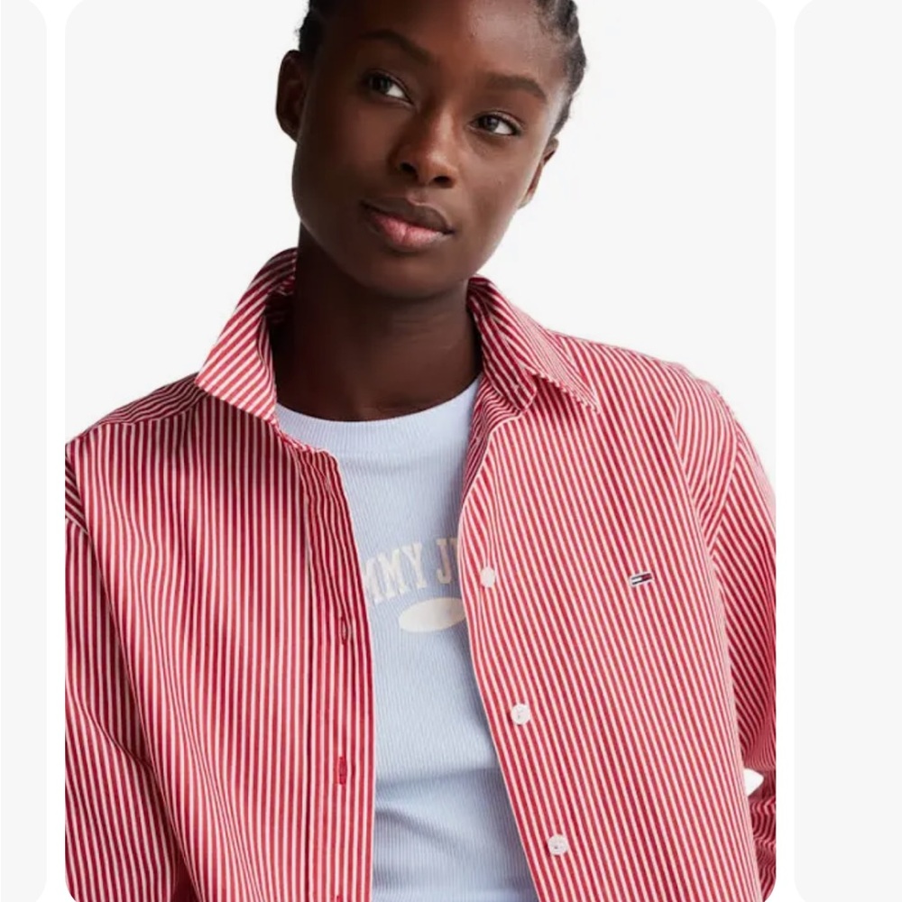 Tommy Hilfiger Jeans woman’s cropped poplin shirt - Picture 3 of 9